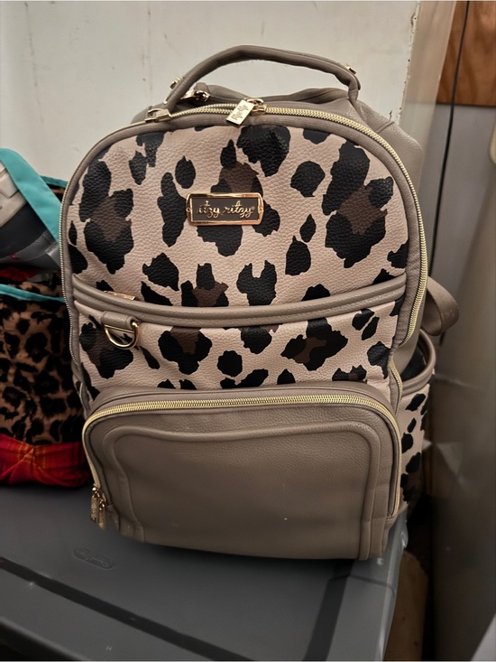 Itzy Ritzy Handbags - Itzy Ritzy Taupe Leopard Convertible Backpack with Gold Hardware